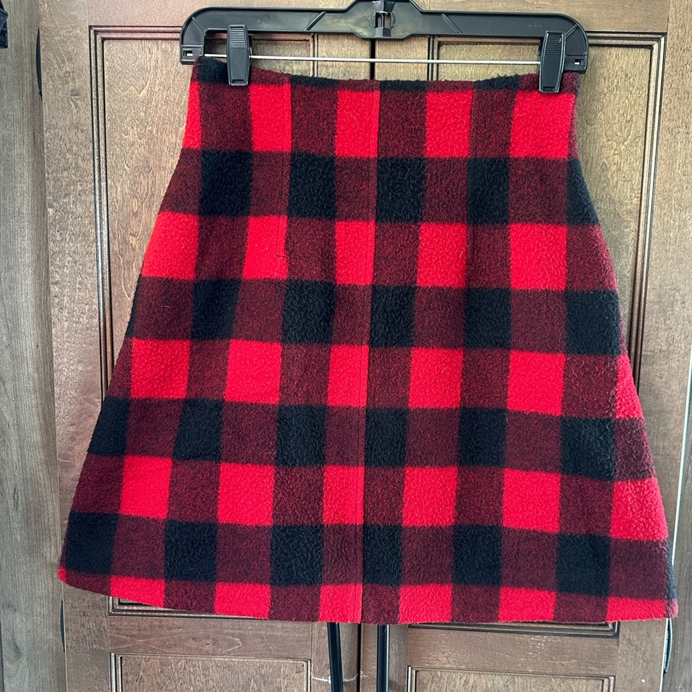 Topshop Red and Black Buffalo Plaid A-Line Skirt Size 4